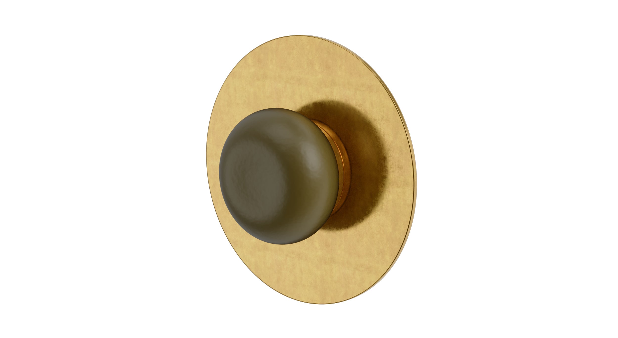 Foundry One Handle Wall Mount Shower Trim with Pebble Ceramic Knob Handle in French Brass