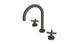 Contour Two Handle Deck Mount Gooseneck Lavatory Faucet with Soft Cross Handles in Blackened Nickel