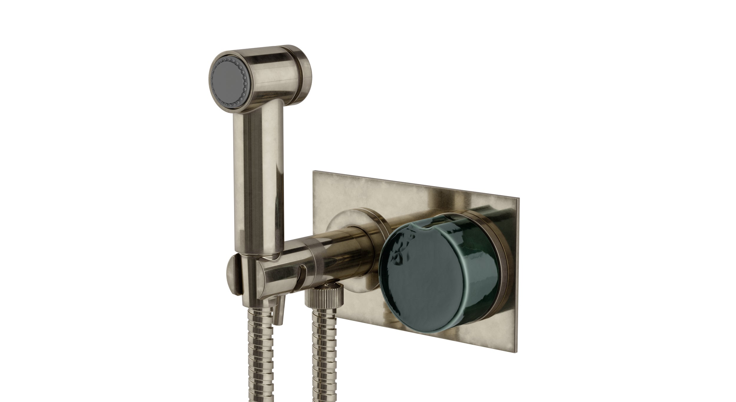 Foundry One Handle Wall Mount Bidet Trim with Groove Ceramic Knob Handle in French Nickel