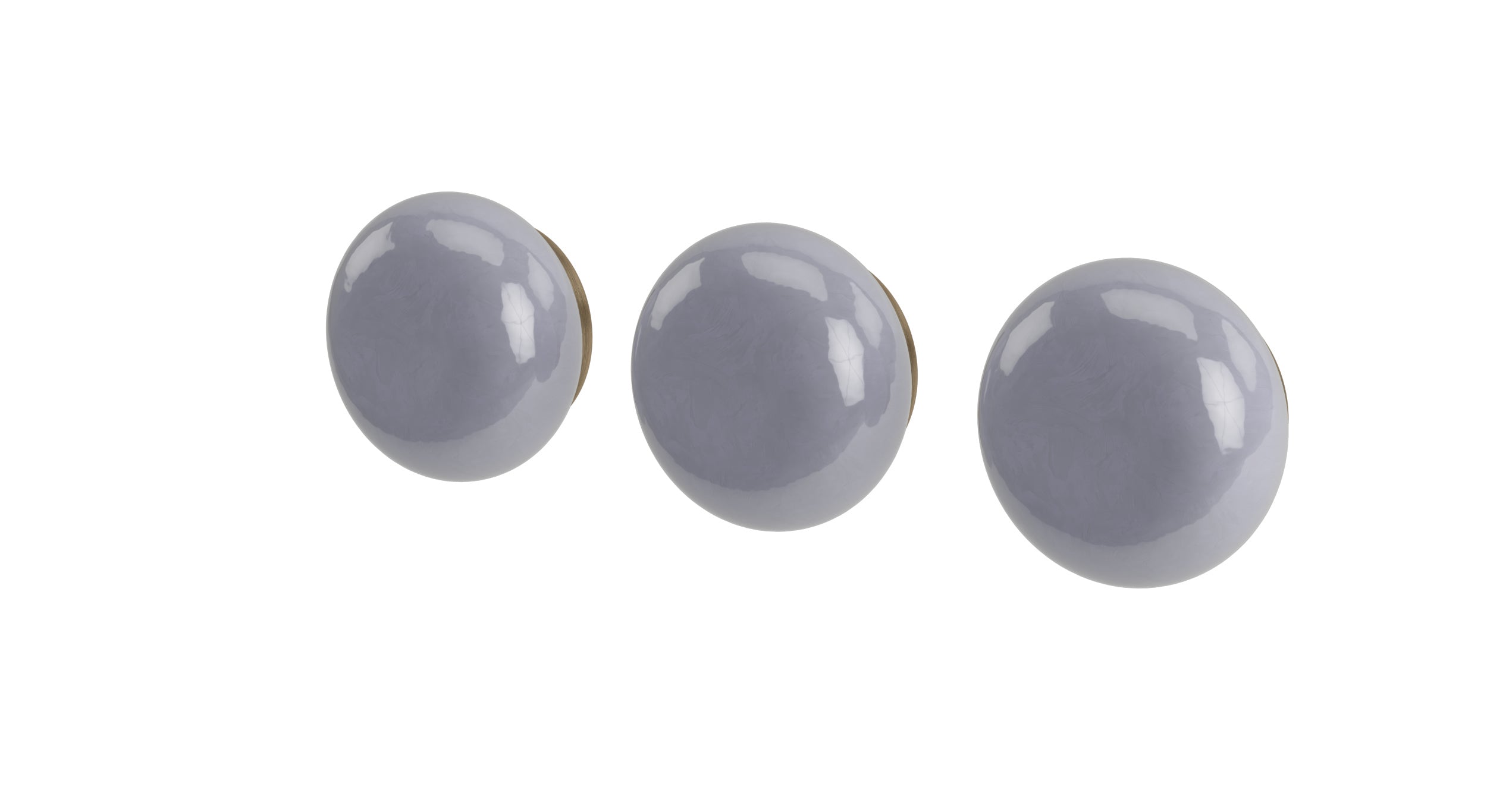 Foundry Three Handle Wall Mount Bath Trim with Diverter/Volume Control and Pebble Ceramic Knob Handles in Antique Brass