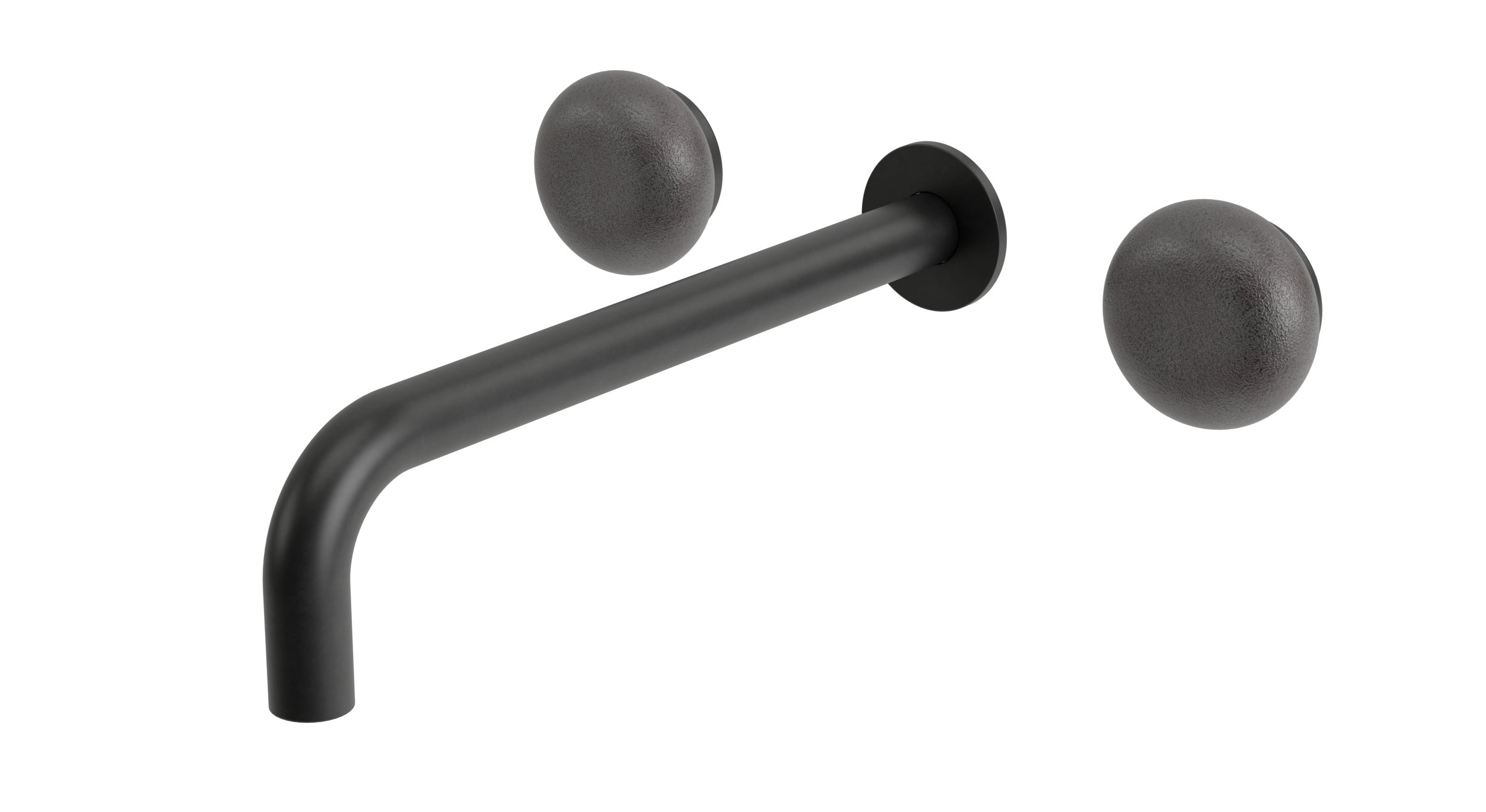 Foundry Two Handle Wall Mount 10" Lavatory Faucet with Pebble Ceramic Knob Handles in Oil Rubbed Bronze