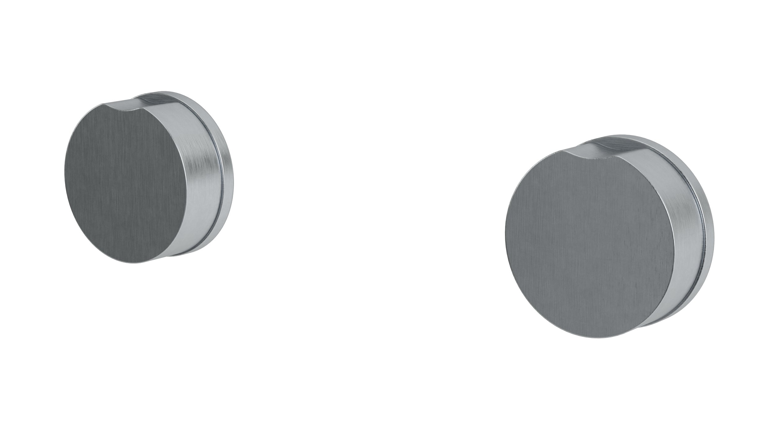 Foundry Two Handle Wall Mount Bath Trim with Barrel Knob Handles in Satin Chrome