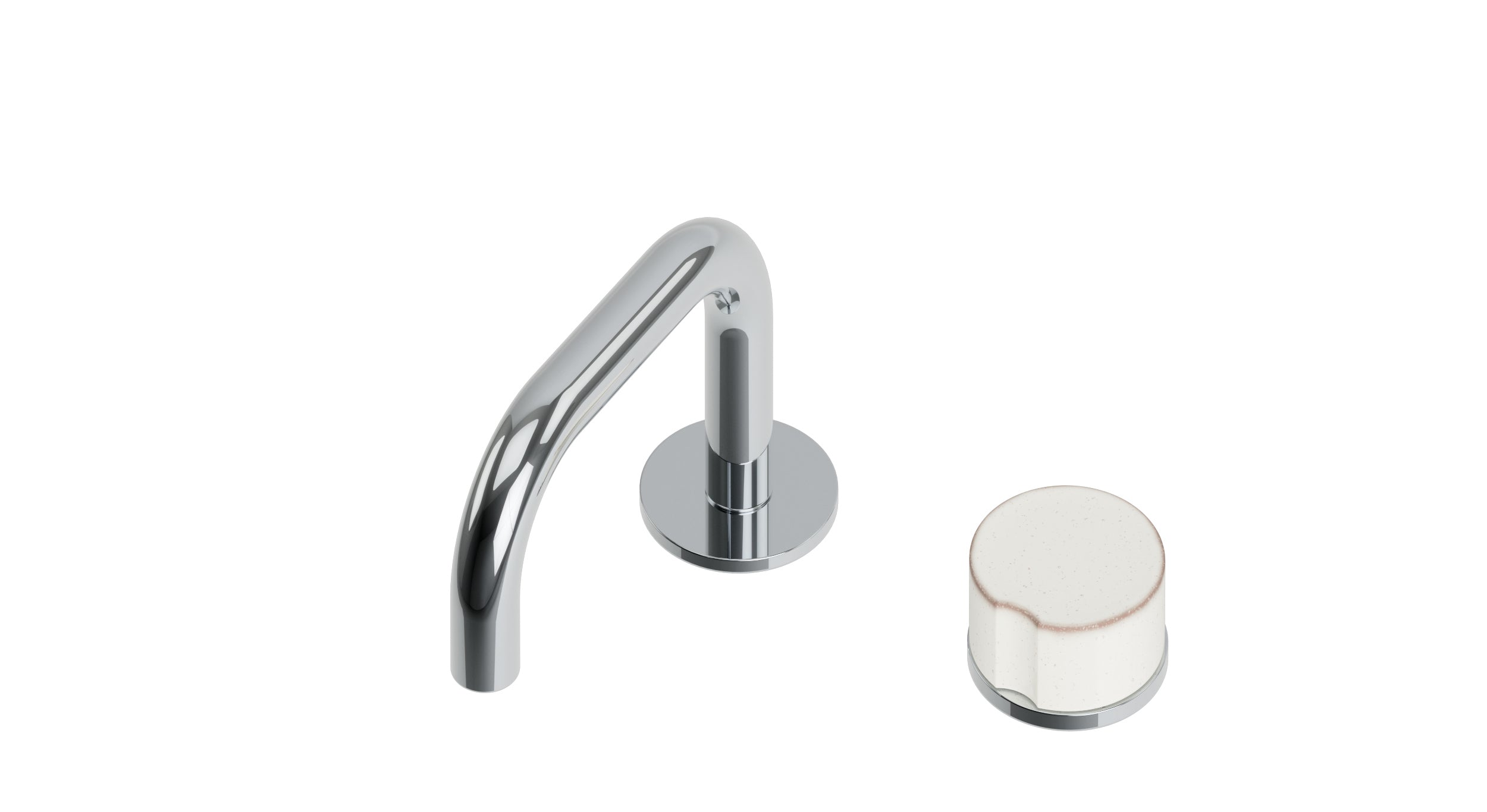 Foundry One Handle Deck Mount Squaretop Lavatory Faucet with Groove Ceramic Knob Handle in Polished Chrome