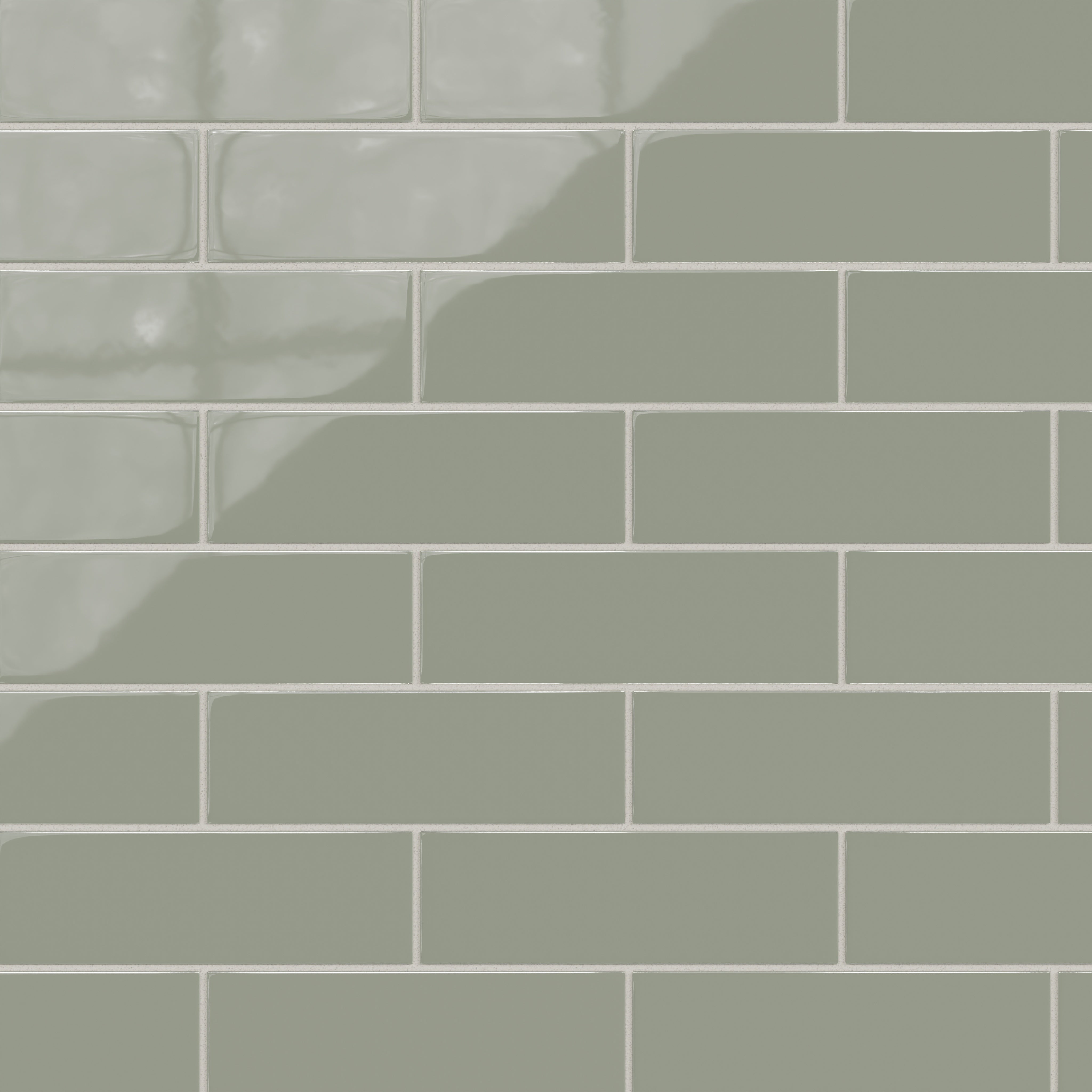 3x9 Natural Press Ceramic Tile in Terre Verte Gloss