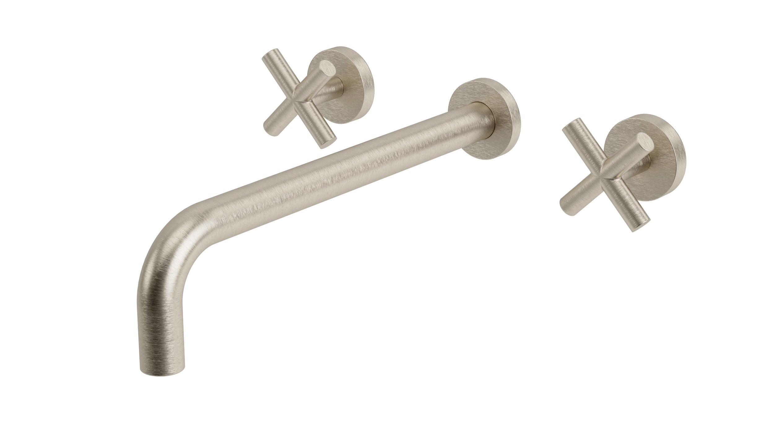 Contour Two Handle Wall Mount 12" Lavatory Faucet with Soft Cross Handles