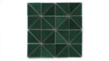 3" Triangle Sheeted - Quadrant Original Ceramic Mosaic Tile in Evergreen Gloss