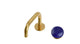 Foundry One Handle Deck Mount Squaretop Lavatory Faucet with Pebble Ceramic Knob Handle in French Brass