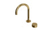 Foundry One Handle Deck Mount Gooseneck Lavatory Faucet with Barrel Knob Handle in Uncoated Polished Brass