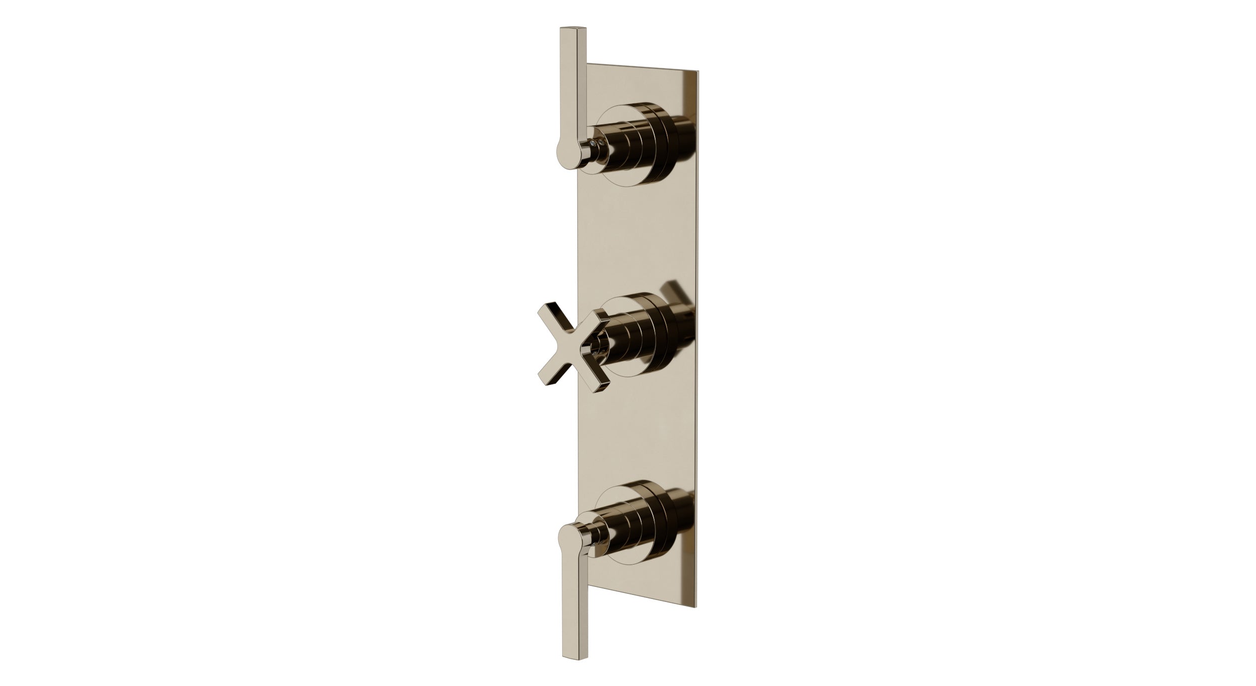 Flatiron Three Handle Wall Mount Shower Trim with Linear Cross/Linear Lever Handles