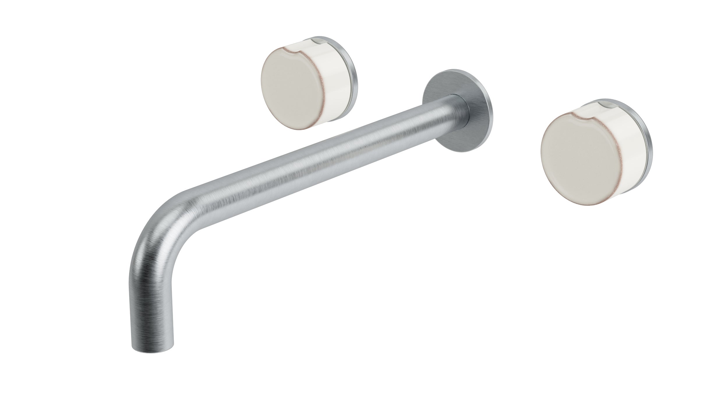 Foundry One Handle Wall Mount 10" Lavatory Faucet with Groove Ceramic Knob Handle in Satin Chrome