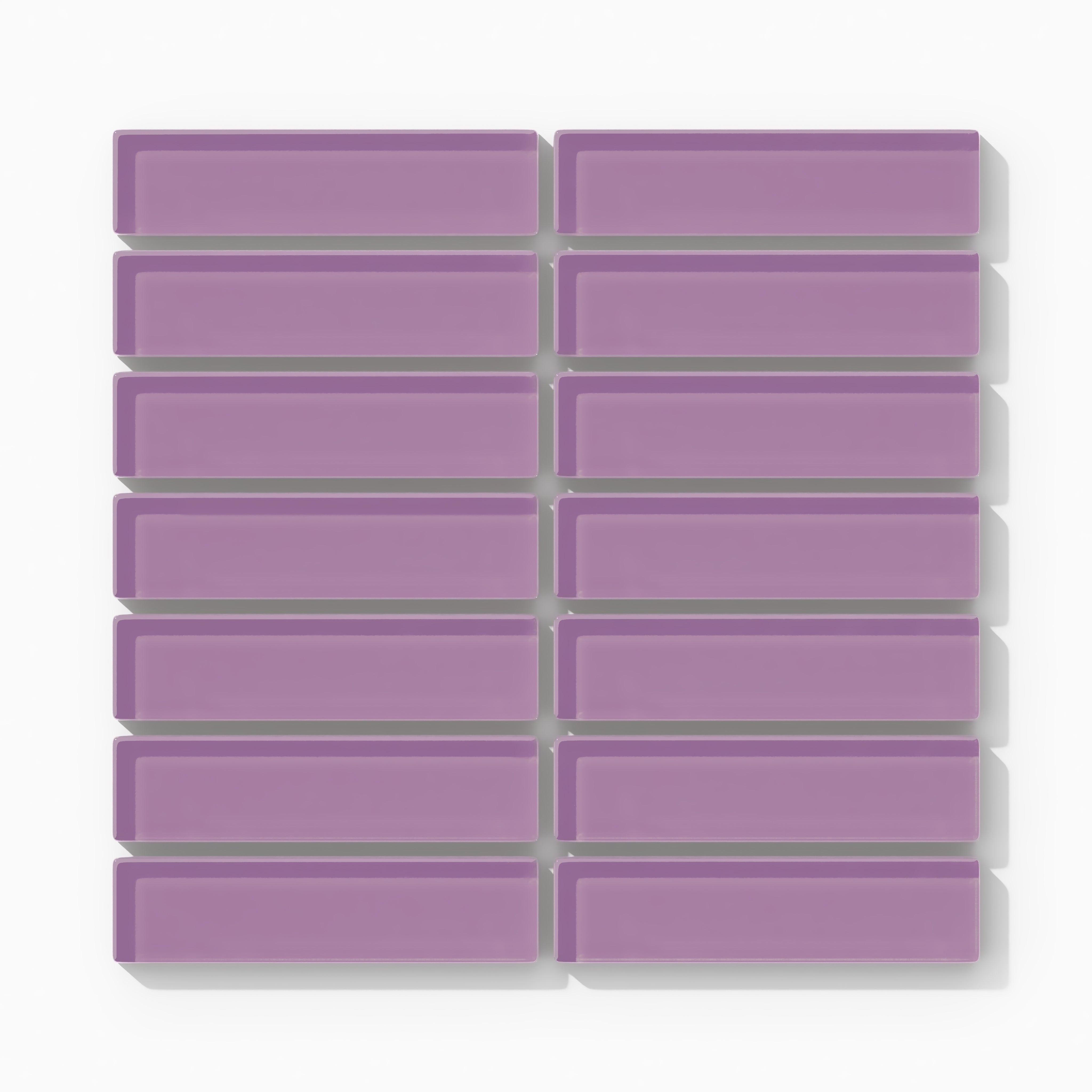 1x4 Straight Set Sheeted Glass Mosaic Tile in Waxbill Gloss