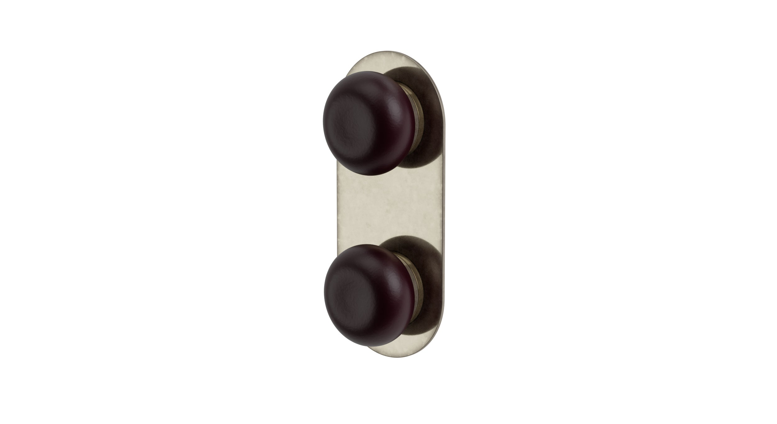 Foundry Two Handle Wall Mount Shower Trim with Pebble Ceramic Knob Handles in French Nickel