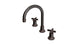 Emerson Two Handle Deck Mount Gooseneck Lavatory Faucet with Classic Cross Handles in Antique Bronze