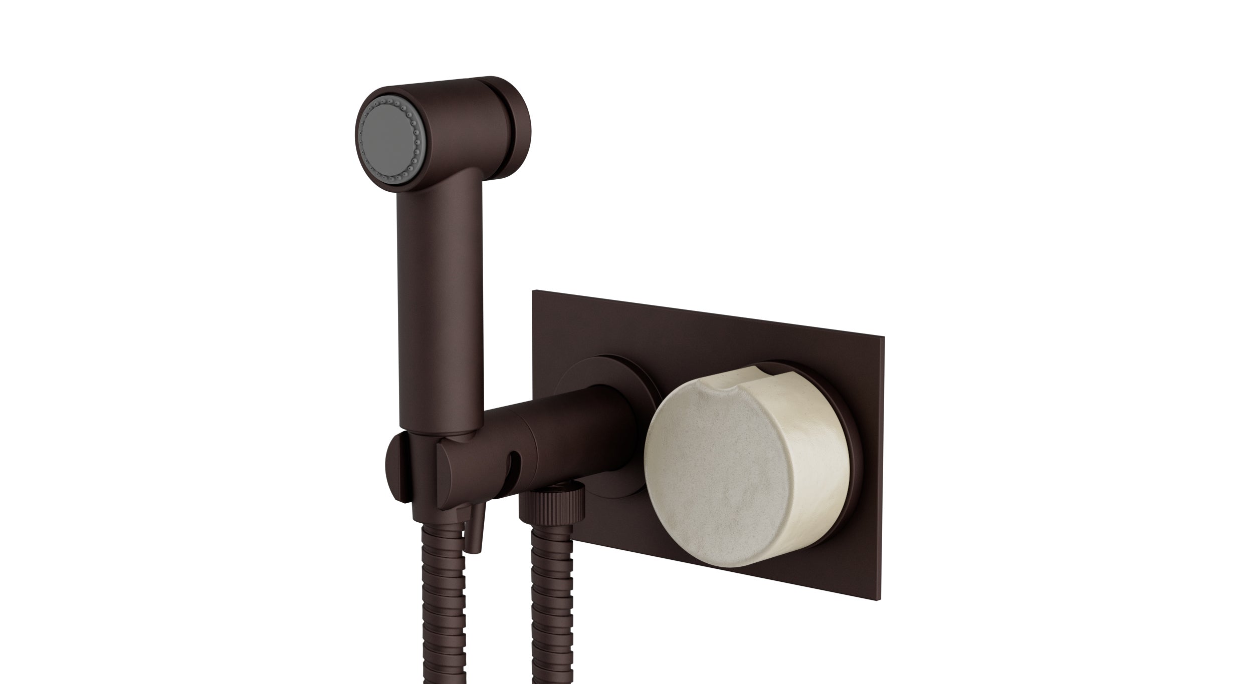 Foundry One Handle Wall Mount Bidet Trim with Groove Ceramic Knob Handle in Architectural Copper