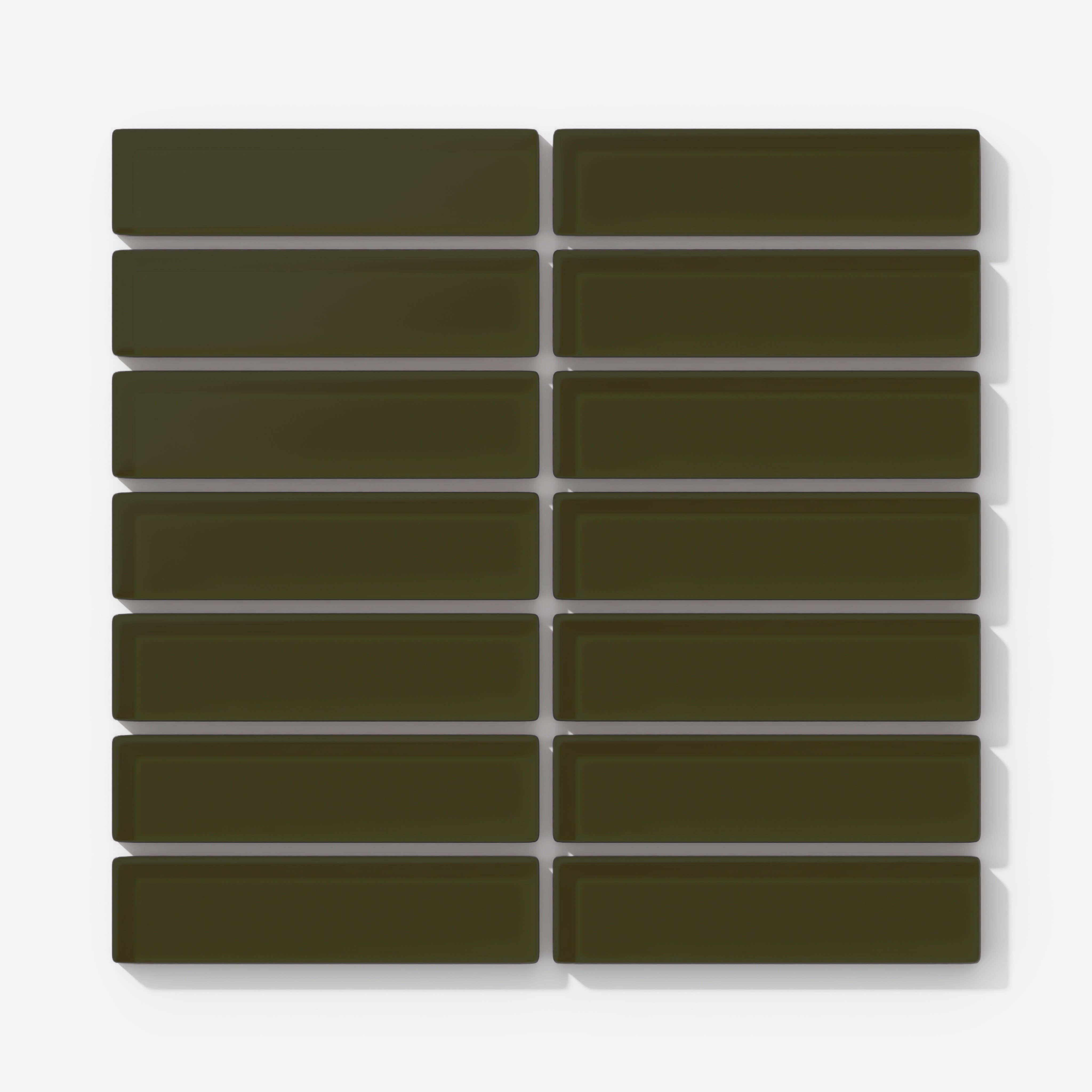 1x4 Straight Set Sheeted Glass Mosaic Tile in Catbird Matte