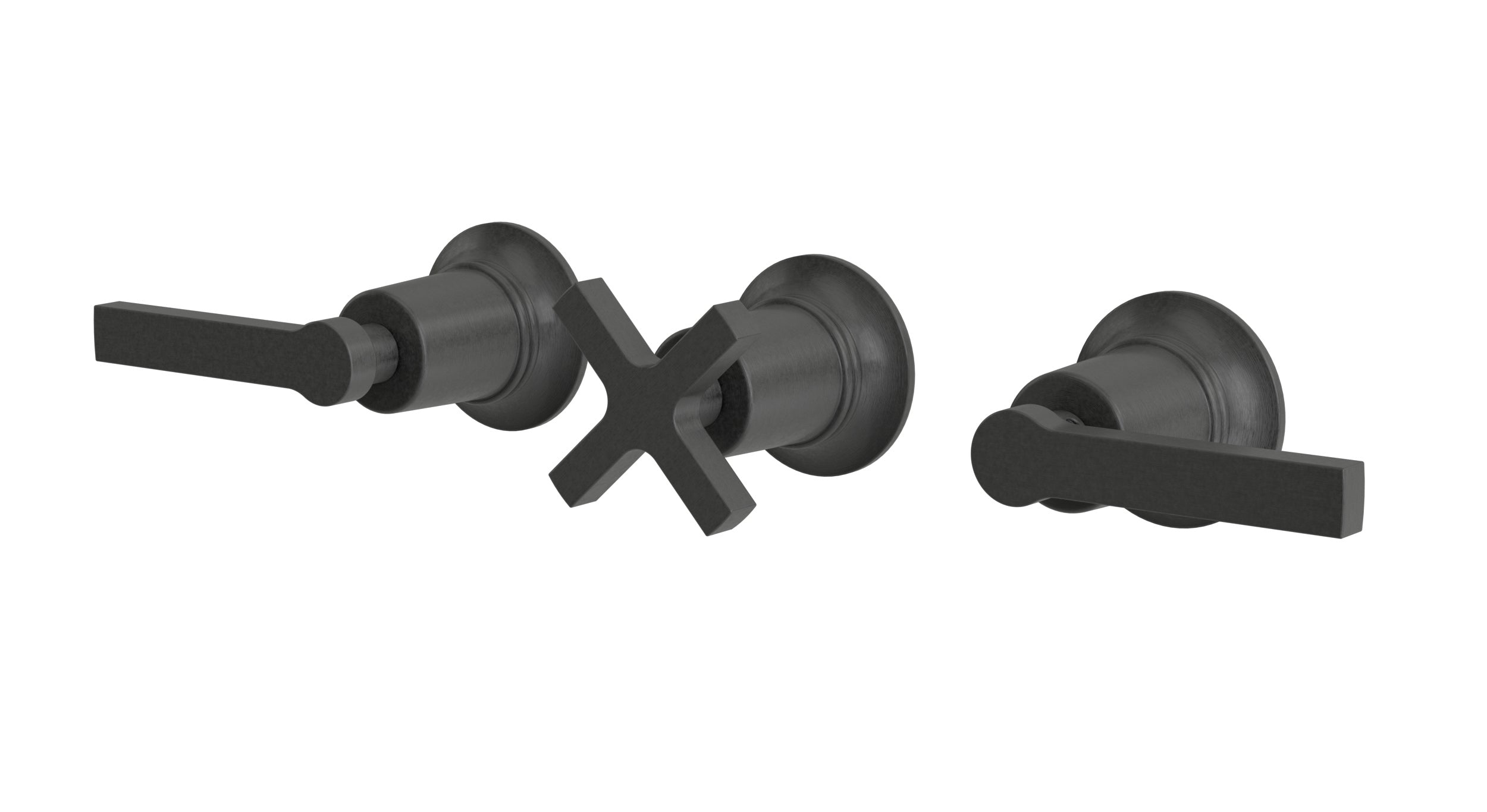 Emerson Three Handle Wall Mount Bath Trim with Diverter/Volume Control and Classic Cross/Classic Lever Handles in Blackened Nickel