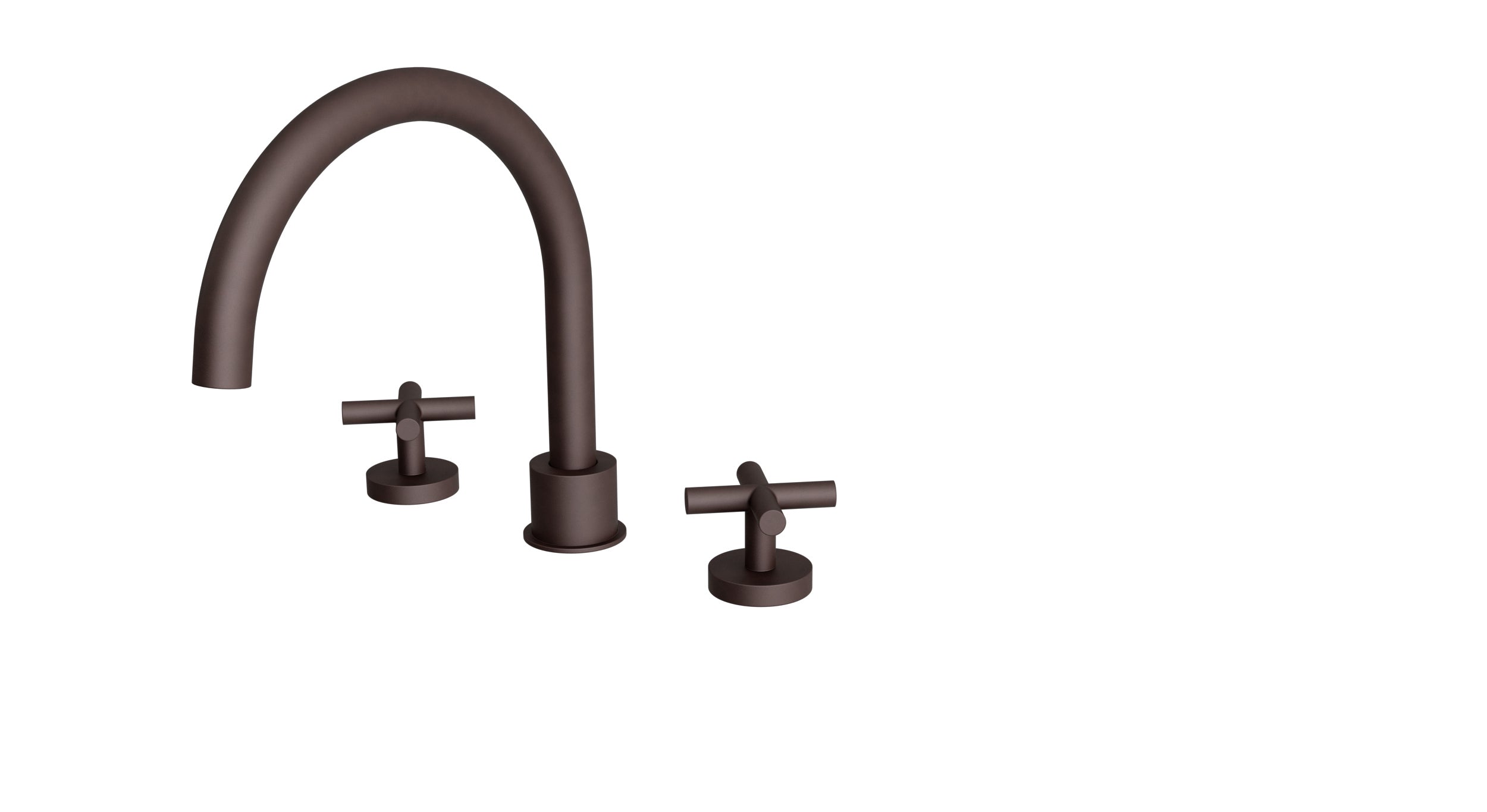 Contour Two Handle Deck Mount Gooseneck Bath Trim with Soft Cross Handles in Architectural Copper