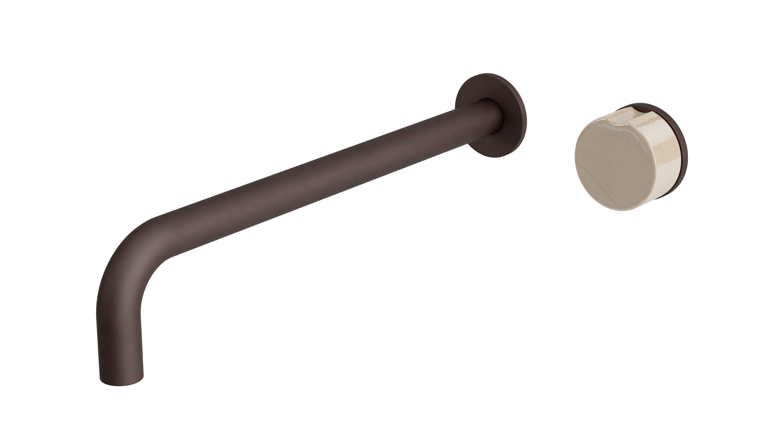 Foundry One Handle Wall Mount 12" Lavatory Faucet with Pebble Ceramic Knob Handle in Architectural Copper