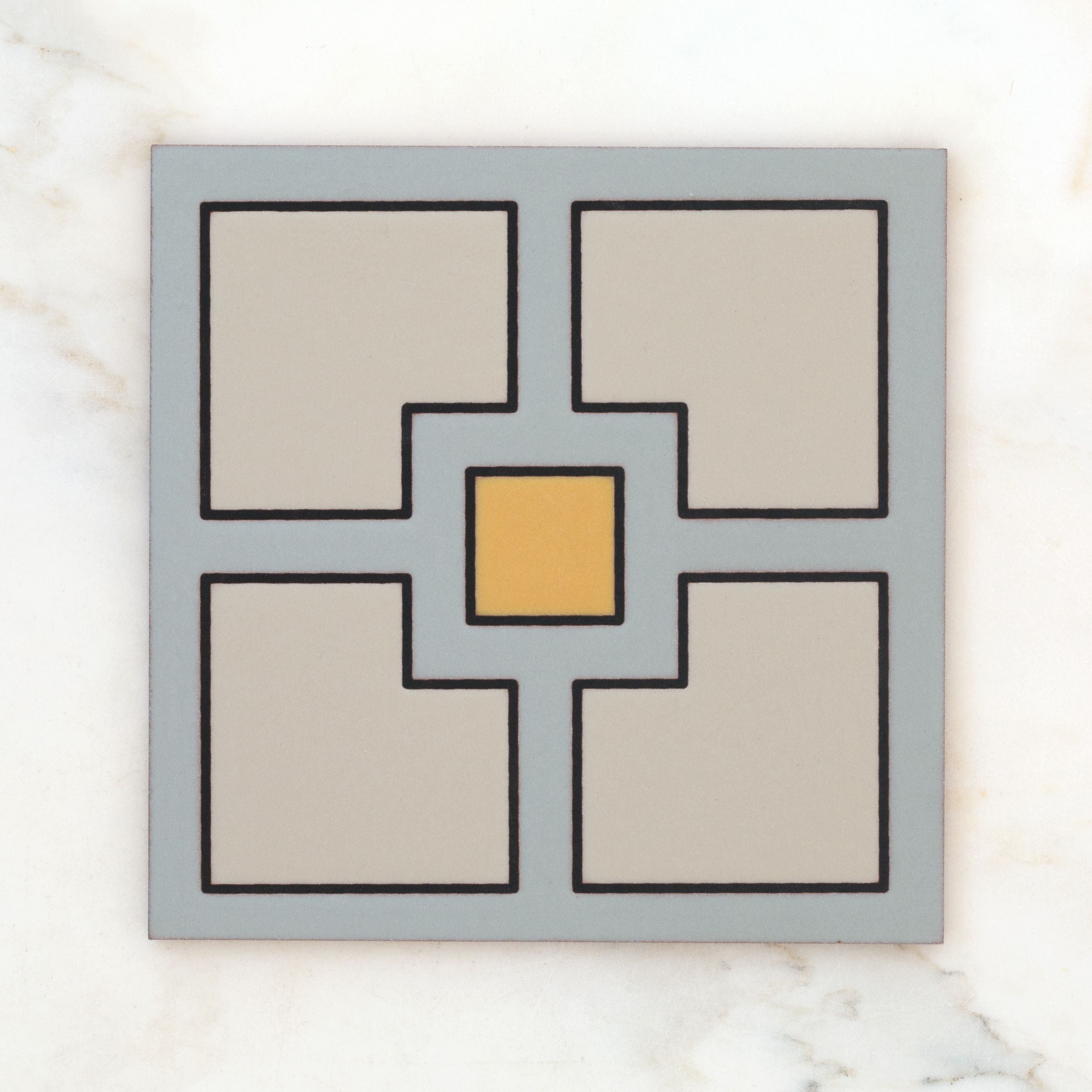 8x8 Handpainted Tile Seattle in Yellow Motif