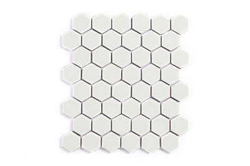 2" Hexagon Sheeted Original Ceramic Mosaic Tile in Limewash Gloss