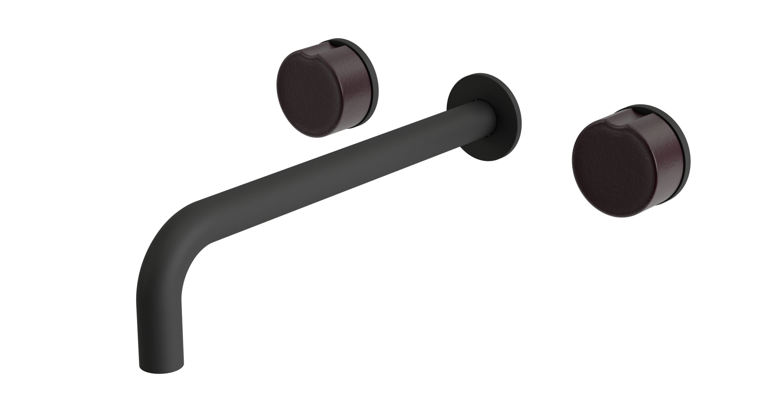Foundry Two Handle Wall Mount 10" Lavatory Faucet with Groove Ceramic Knob Handles in Matte Black