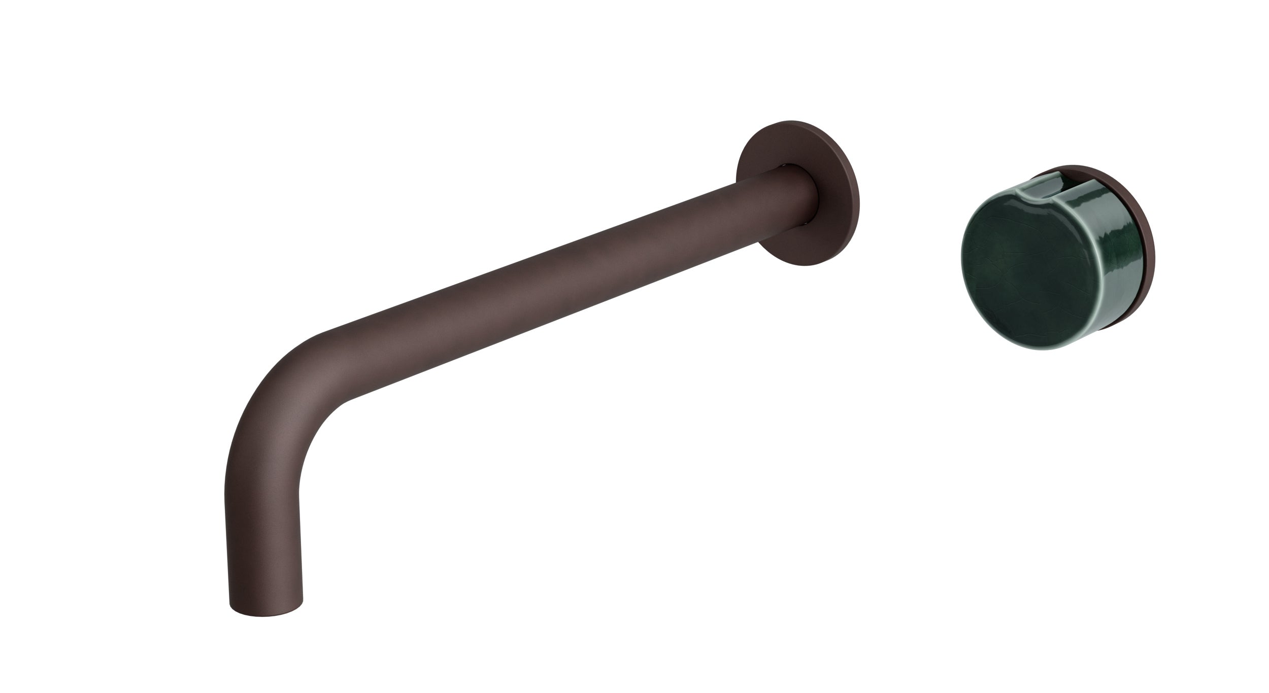 Foundry One Handle Wall Mount 10" Lavatory Faucet with Groove Ceramic Knob Handle in Architectural Copper