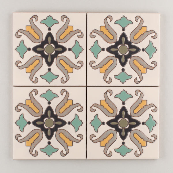 6x6 Handpainted Tile Barcelona in Neutral Motif