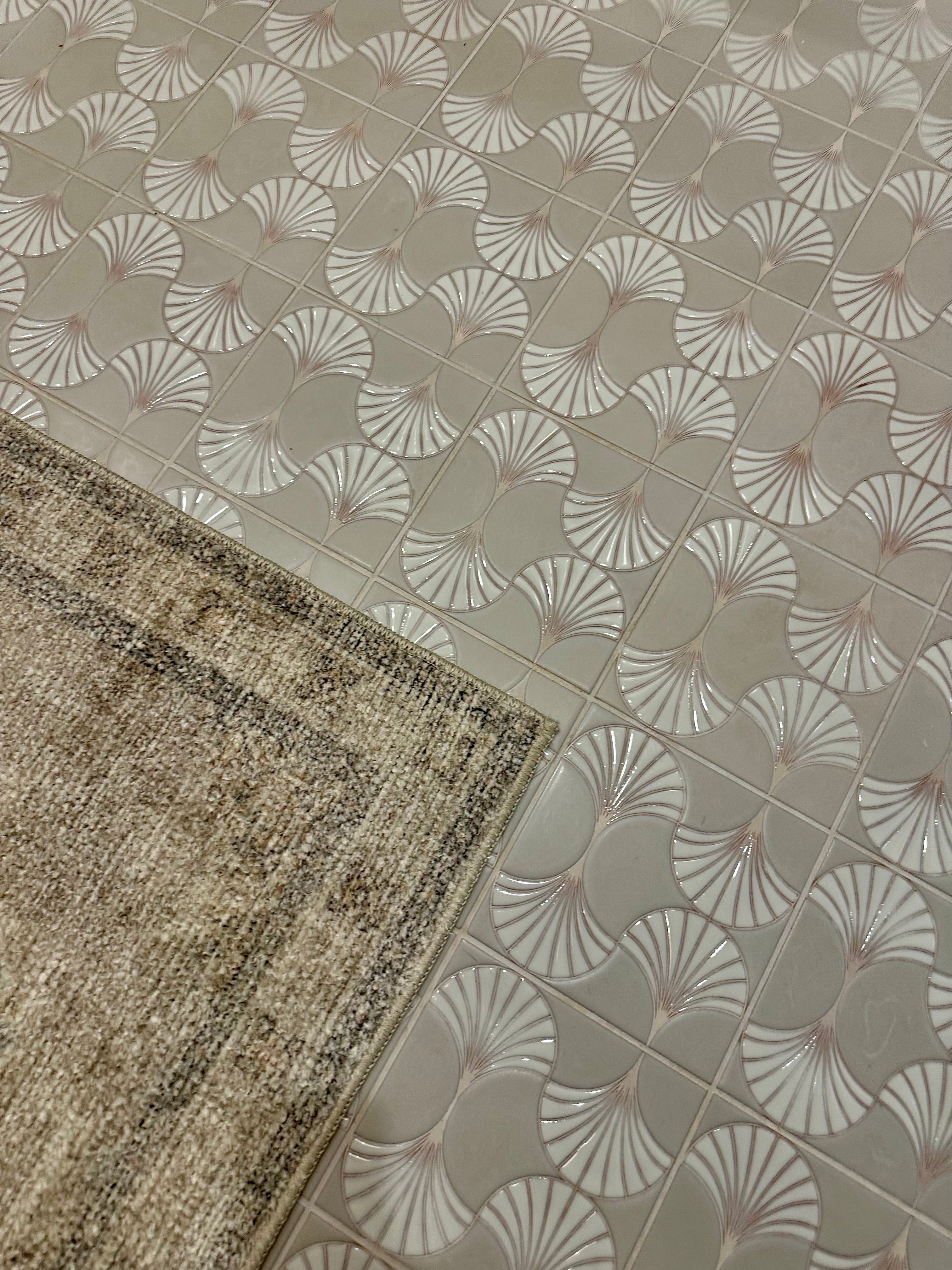 8x8 Handpainted Tile Sensu in Neutral Motif