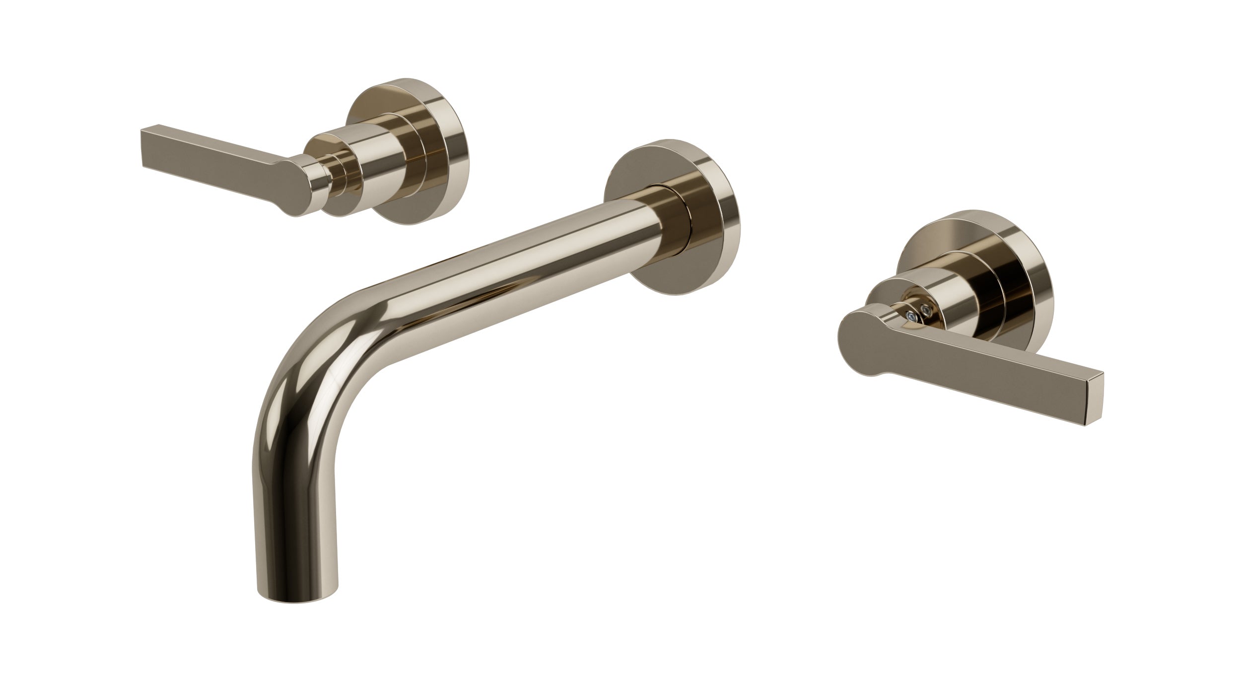Flatiron Two Handle Wall Mount 7.5" Lavatory Faucet with Linear Lever Handles