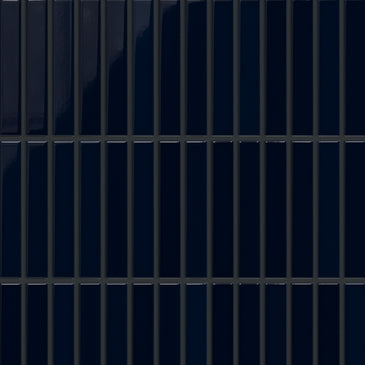 1x6 Straight Set Sheeted Original Ceramic Mosaic Tile in Navy Blue Gloss