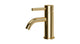 Contour One Handle Deck Mount Monoblock Lavatory Faucet with Soft Lever Handle in Polished Brass