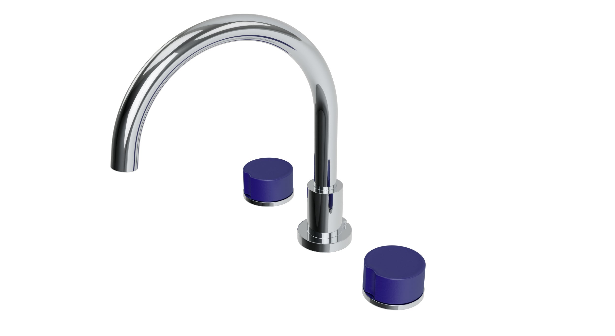 Foundry Two Handle Deck Mount Gooseneck Bath Trim with Groove Ceramic Knob Handles