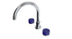 Foundry Two Handle Deck Mount Gooseneck Bath Trim with Groove Ceramic Knob Handles in Polished Chrome
