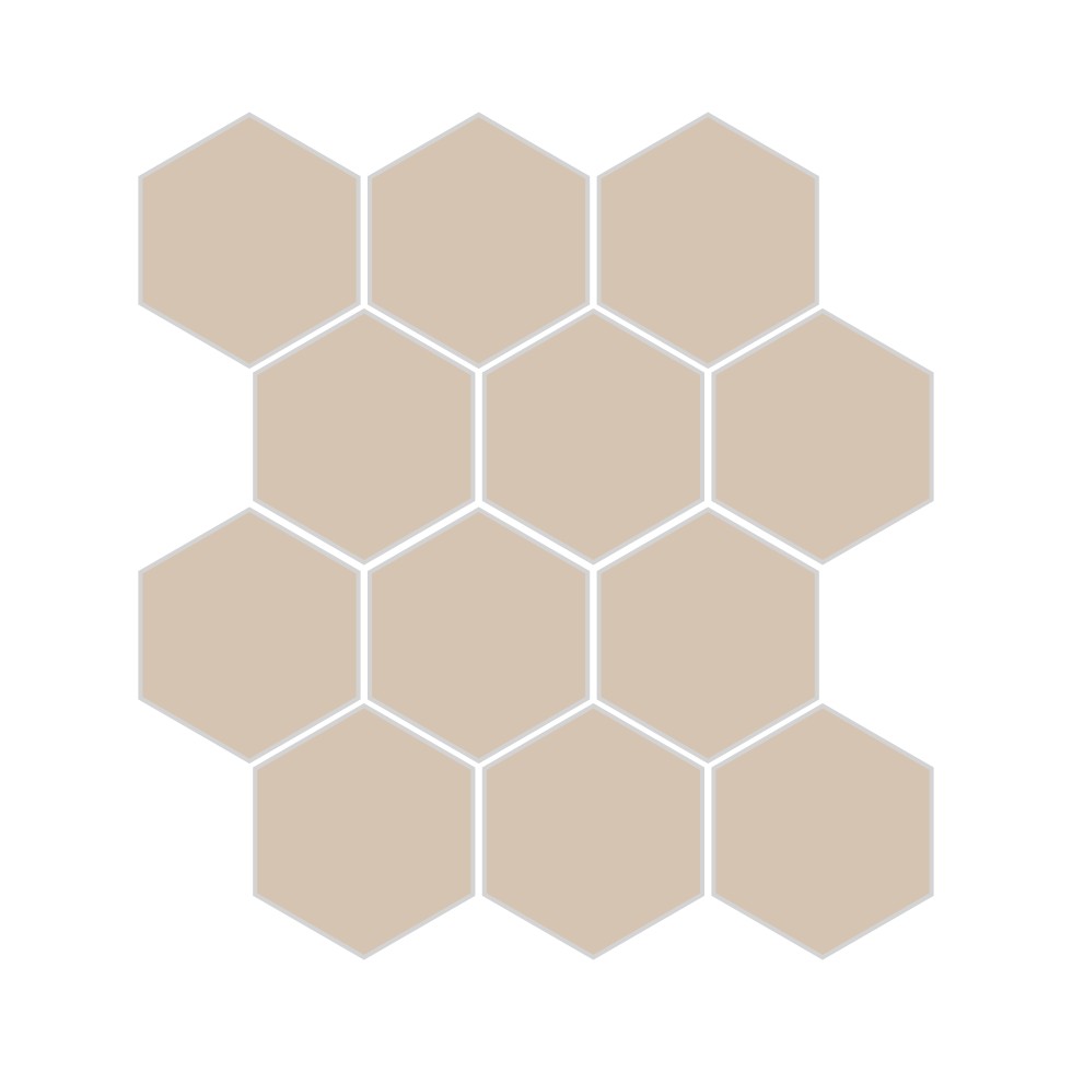 3" Hexagon Sheeted Original Ceramic Mosaic Tile in Cardamom Matte