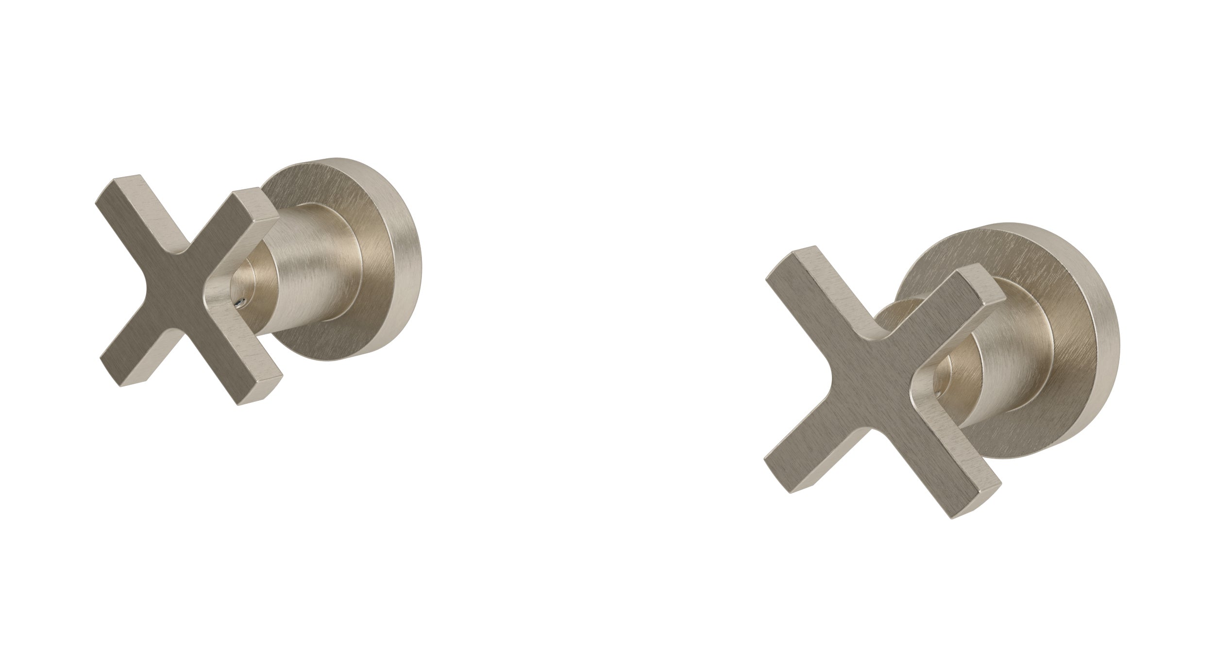 Flatiron Two Handle Wall Mount Bath Trim with Linear Cross Handles in Satin Nickel