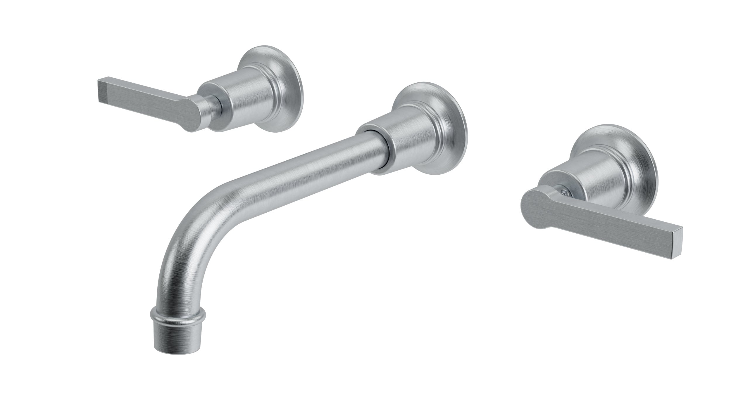 Emerson Two Handle Wall Mount 8.25" Lavatory Faucet with Classic Lever Handles in Satin Chrome