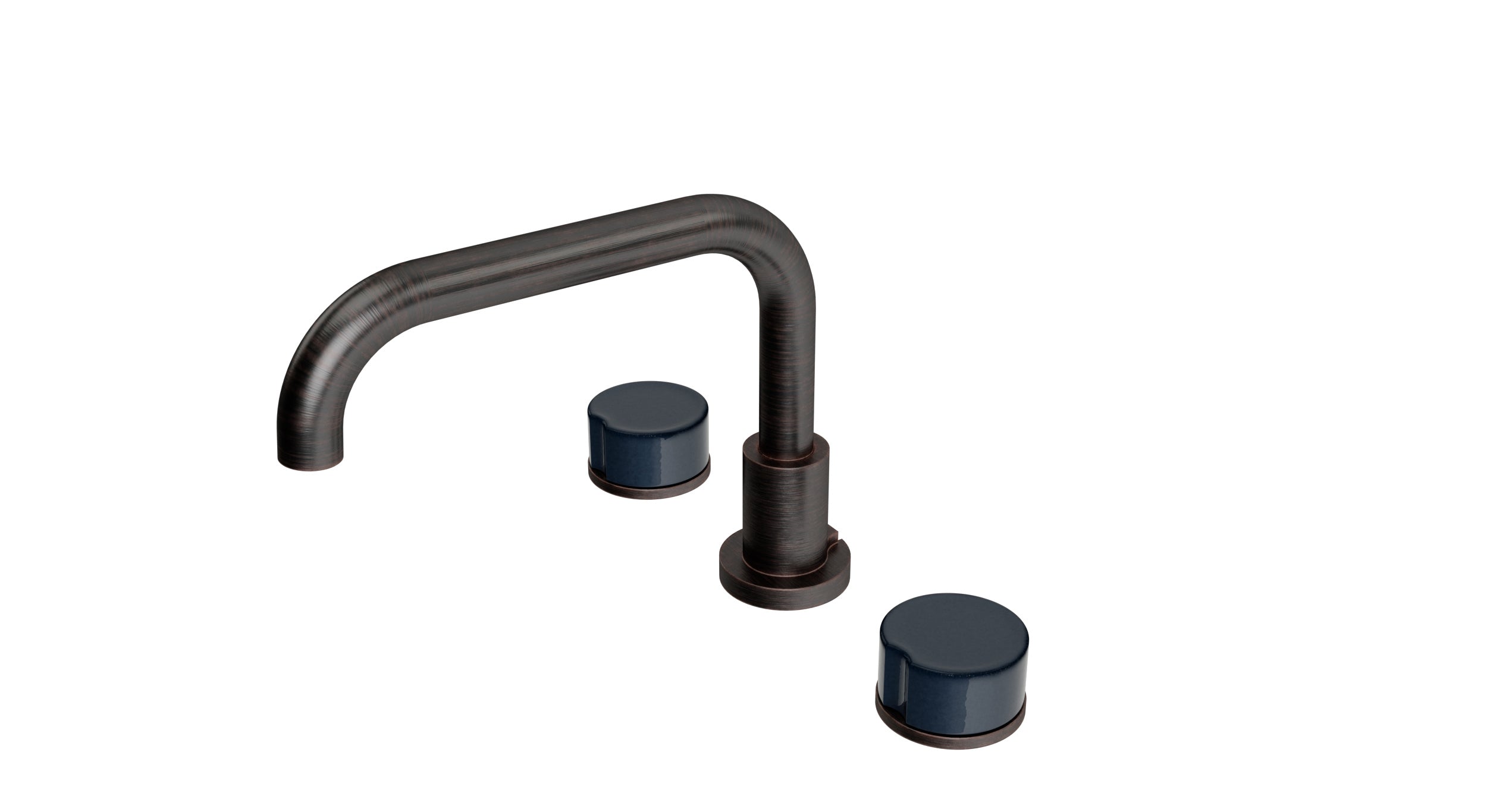 Foundry Two Handle Deck Mount Squaretop Bath Trim with Groove Ceramic Knob Handles in Antique Bronze