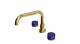 Foundry Two Handle Deck Mount Squaretop Bath Trim with Groove Ceramic Knob Handles in Satin Brass