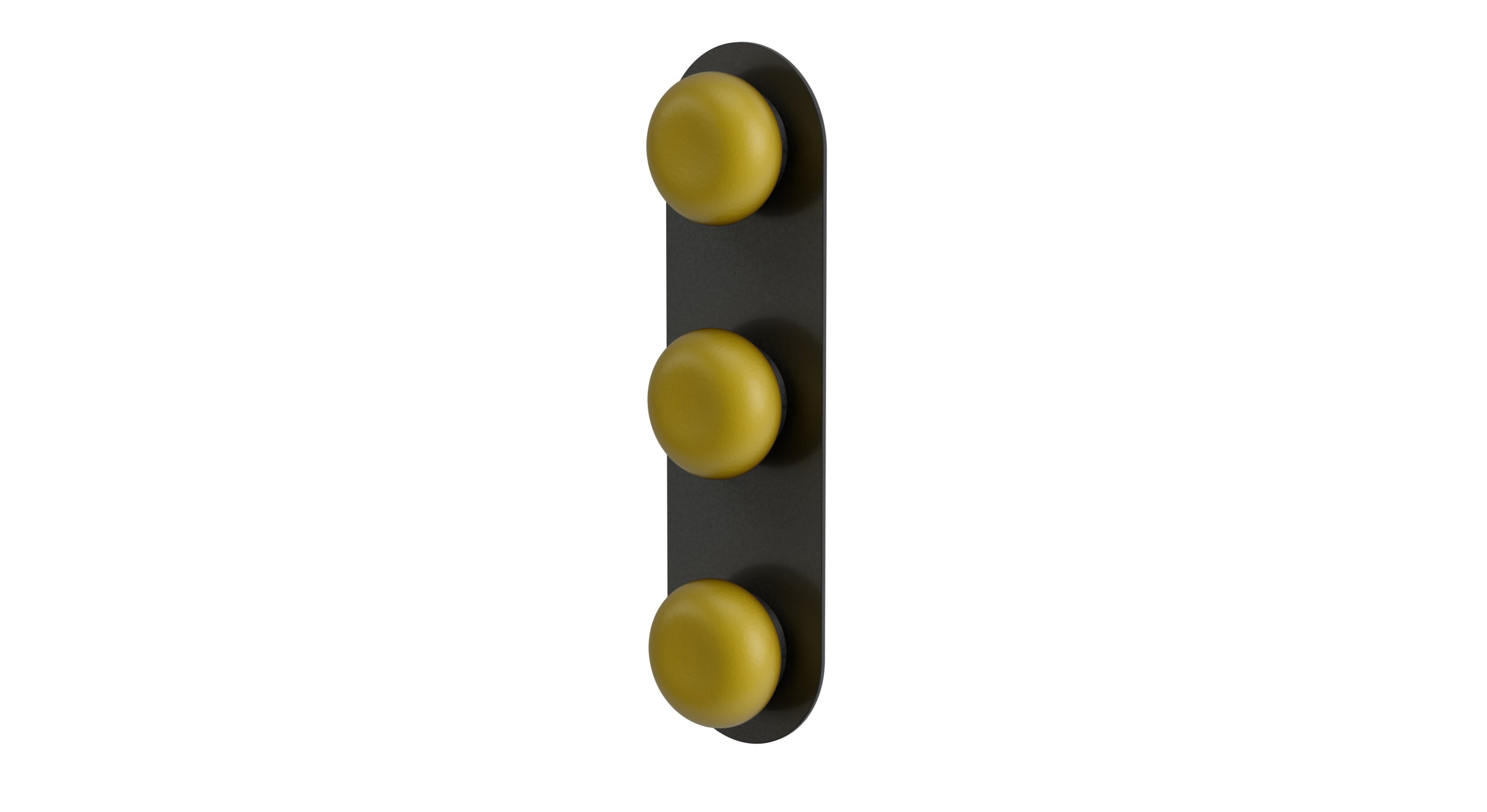 Foundry Three Handle Wall Mount Shower Trim with Pebble Ceramic Knob Handles in Blackened Nickel