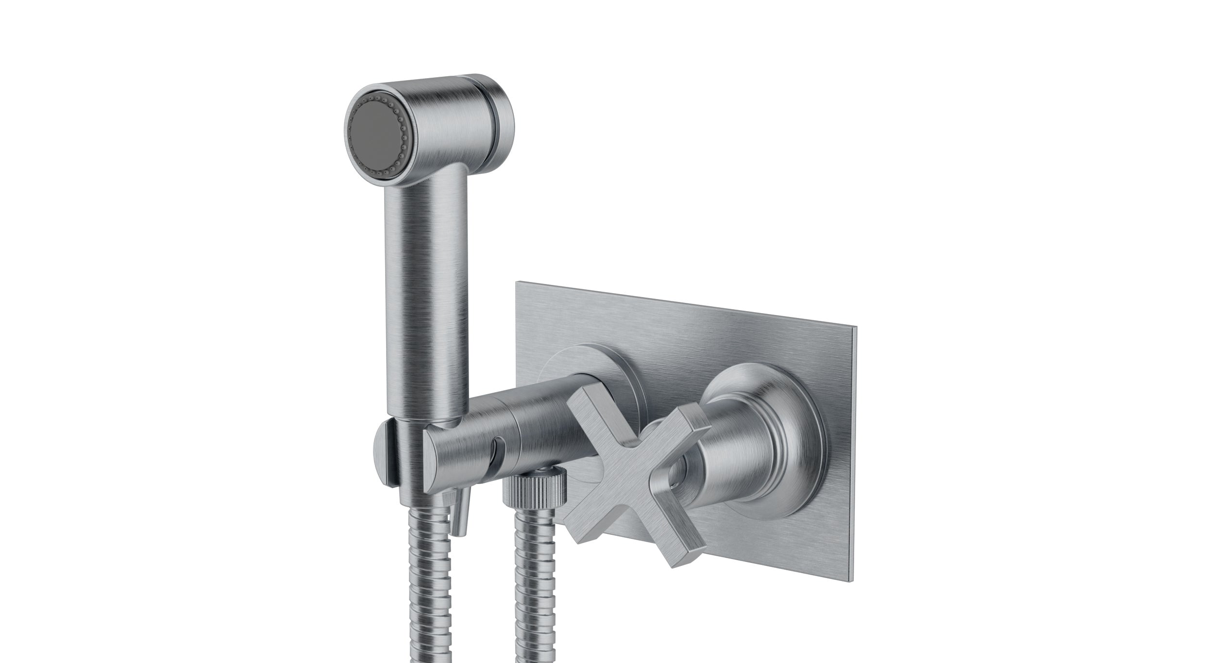 Emerson One Handle Wall Mount Bidet Trim with Classic Cross Handle in Satin Chrome