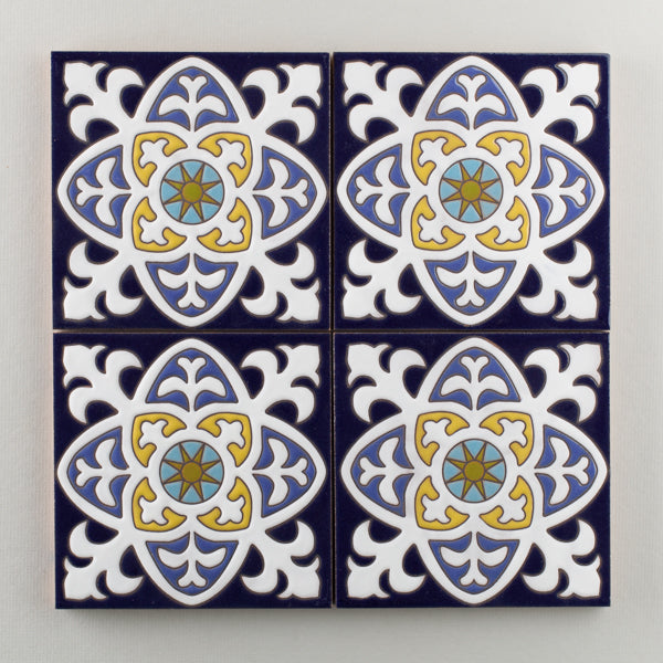 6x6 Handpainted Tile Braga in Cool Motif