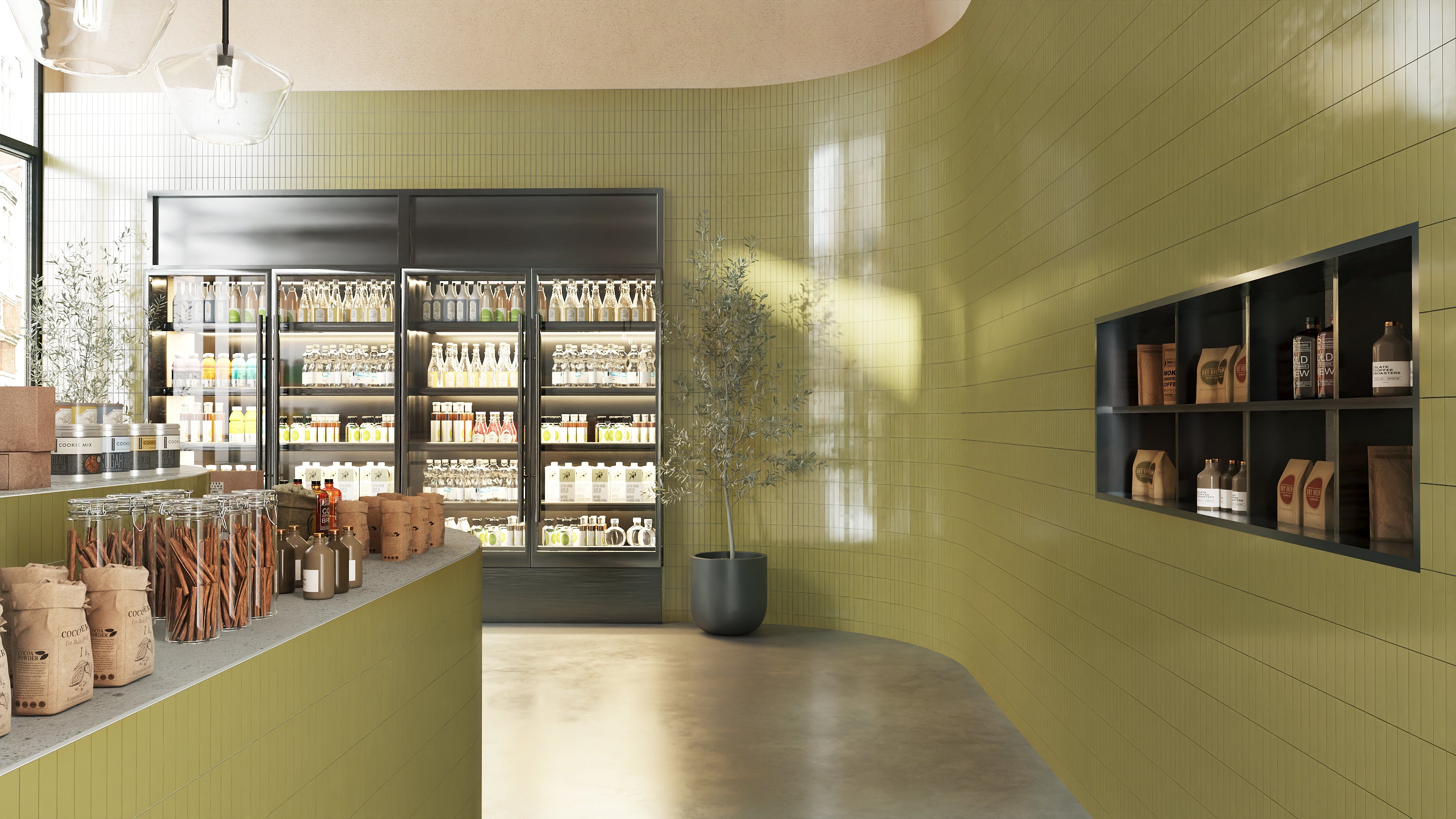 2x8 Natural Press Ceramic Tile in Sap Green Gloss