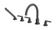 Flatiron Three Handle Deck Mount Gooseneck Bath Trim with Hand Shower and Linear Lever Handles in Blackened Nickel