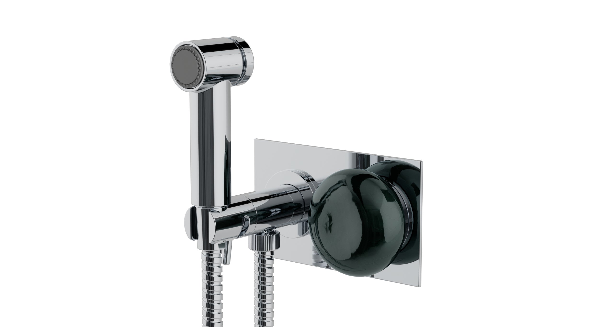 Foundry One Handle Wall Mount Bidet Trim with Pebble Ceramic Knob Handle in Polished Chrome