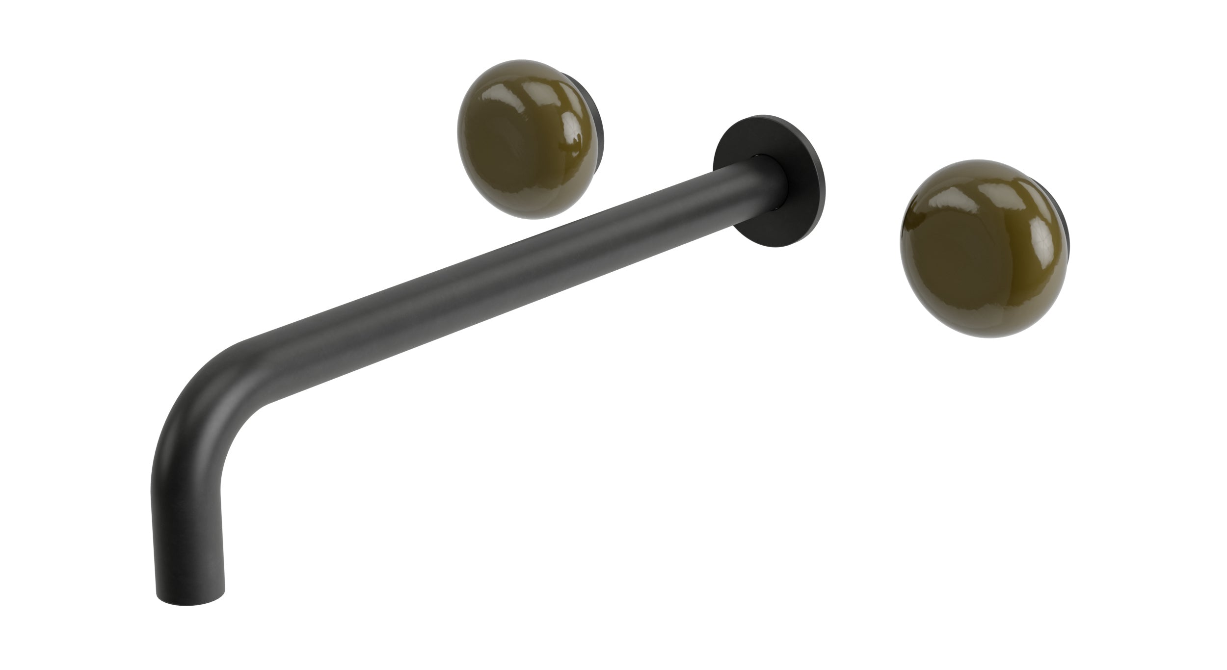 Foundry Two Handle Wall Mount 12" Lavatory Faucet with Pebble Ceramic Knob Handles in Oil Rubbed Bronze