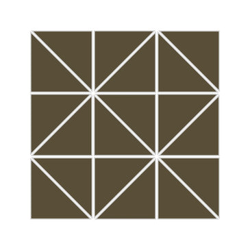 3" Triangle Sheeted - Quadrant Original Ceramic Mosaic Tile in Bonsai Matte