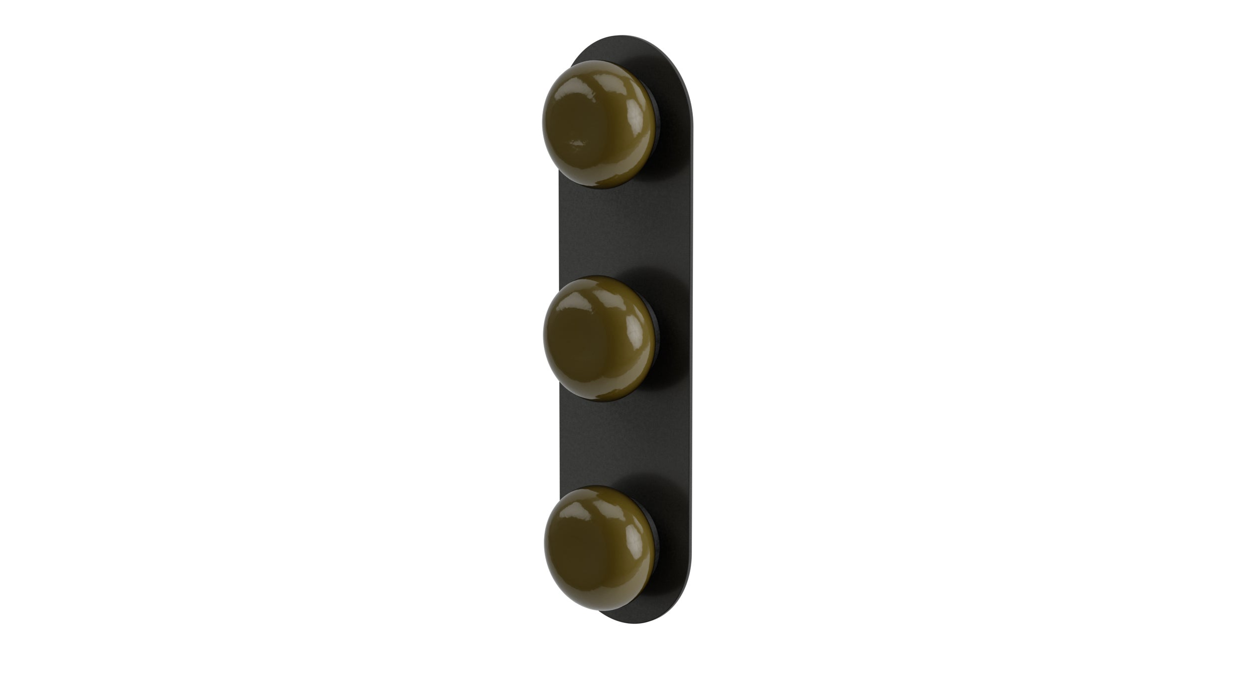 Foundry Three Handle Wall Mount Shower Trim with Pebble Ceramic Knob Handles in Blackened Nickel