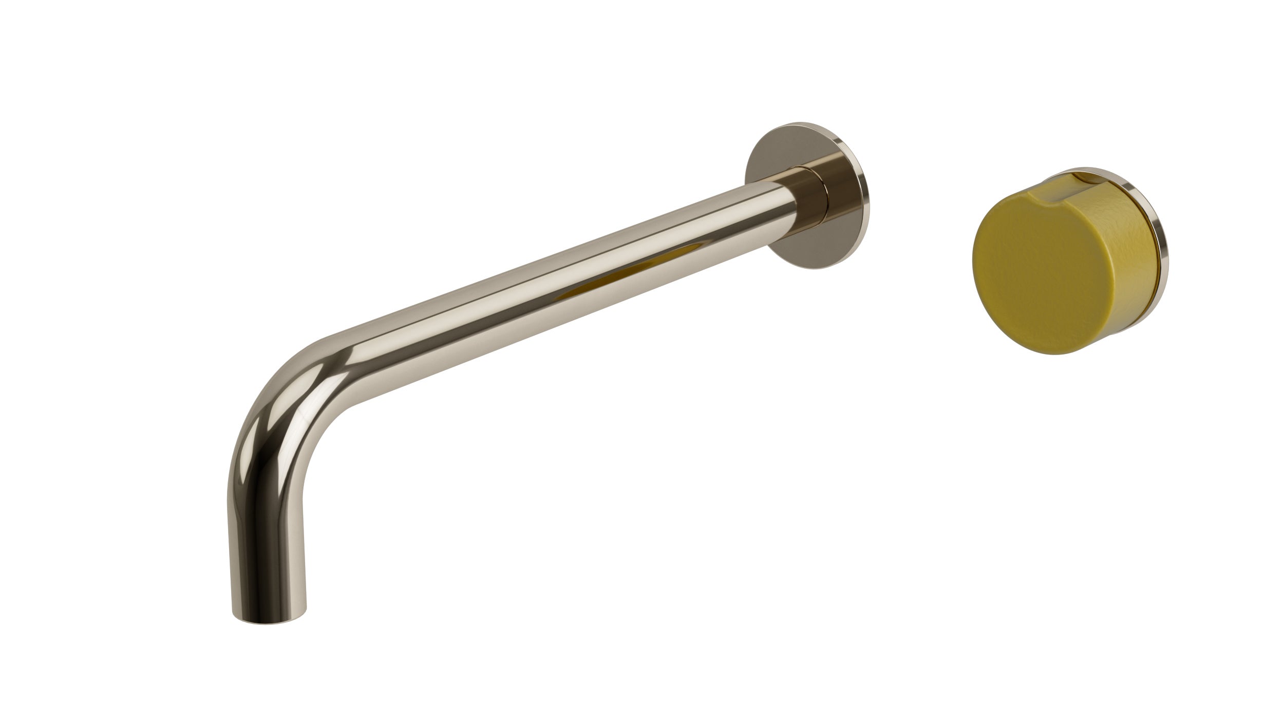 Foundry One Handle Wall Mount 10" Lavatory Faucet with Groove Ceramic Knob Handle in Polished Nickel