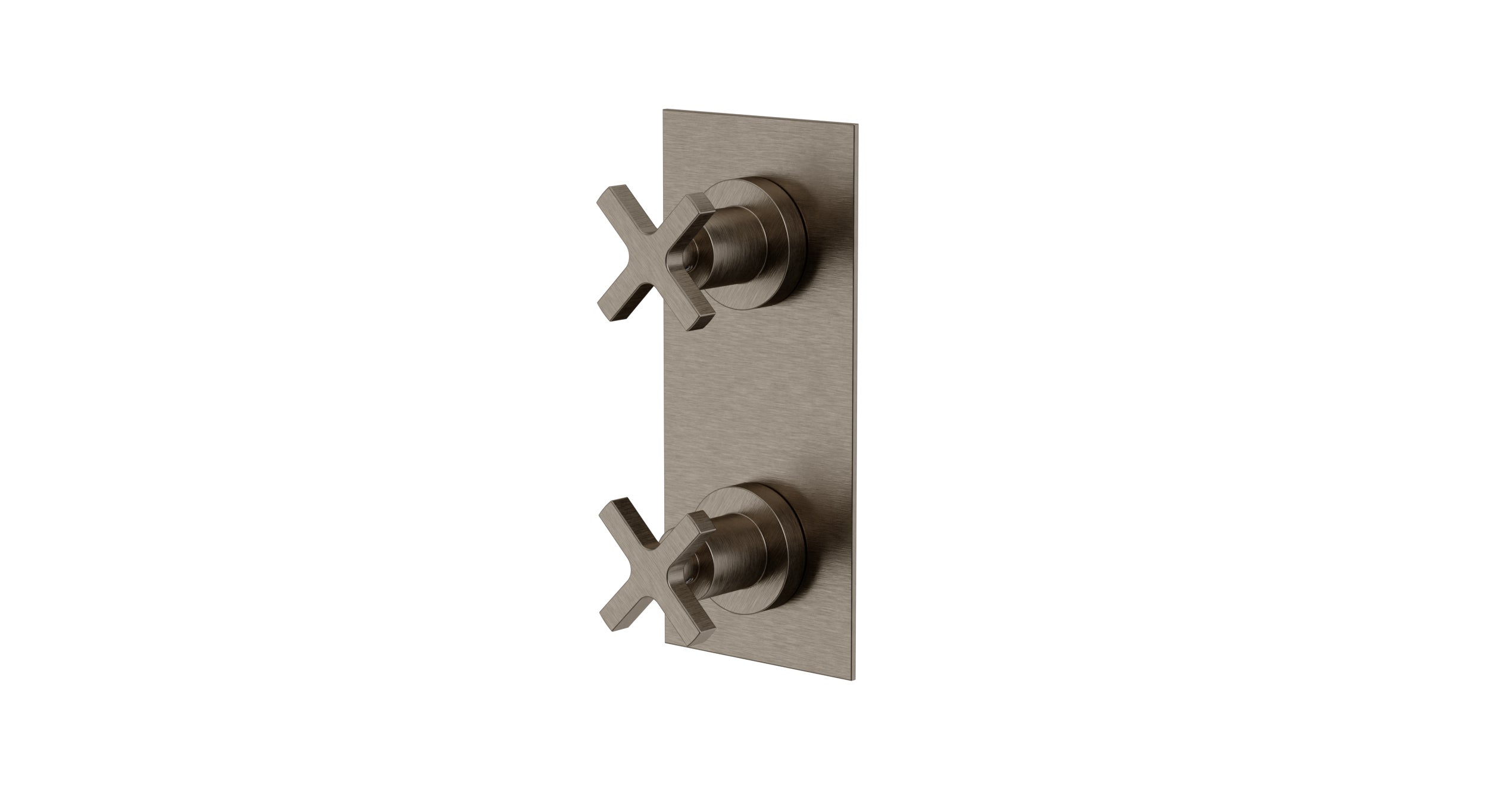 Flatiron Two Handle Wall Mount Shower Trim with Linear Cross Handles in Antique Nickel