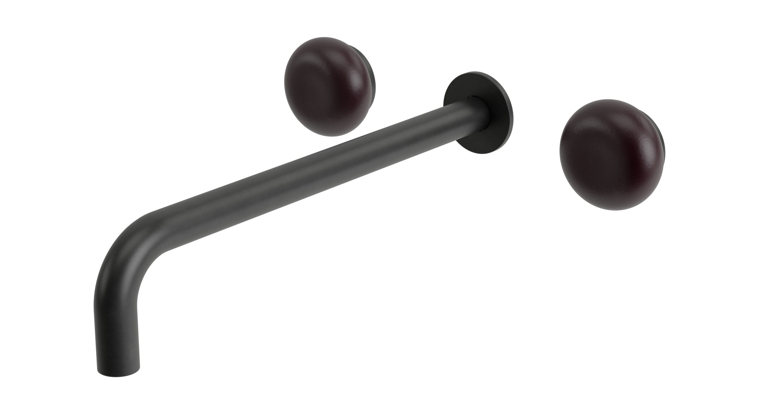 Foundry Two Handle Wall Mount 12" Lavatory Faucet with Pebble Ceramic Knob Handles in Oil Rubbed Bronze